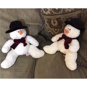 Holiday Set 2 Russ Berrie Freezy the Snowman Stuffed Plush Hat Scarf 14" #101437